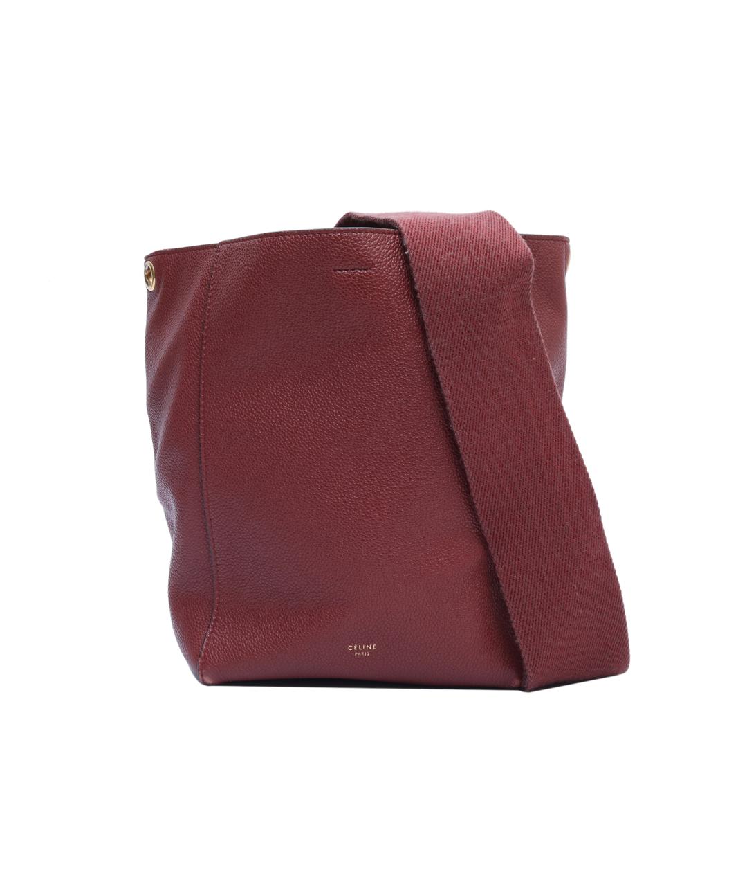 CELINE Бордовая кожаная сумка через плечо, фото 10