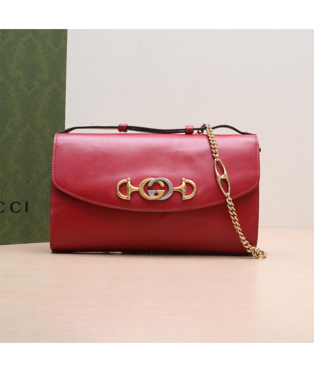 GUCCI Красная кожаная сумка через плечо, фото 2