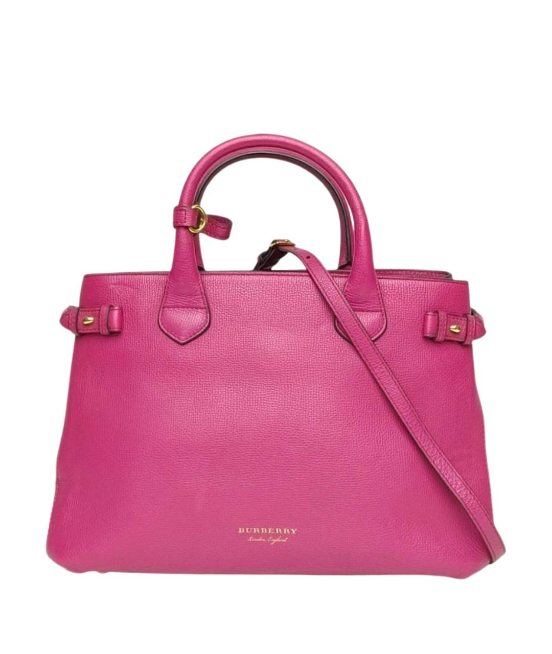 BURBERRY Фуксия кожаная сумка с короткими ручками, фото 1