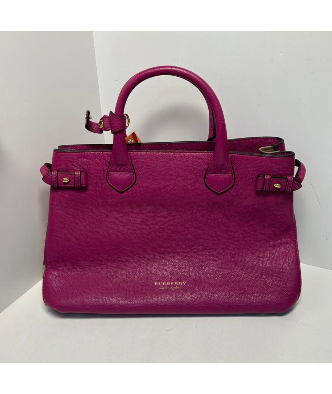 BURBERRY Фуксия кожаная сумка с короткими ручками, фото 8