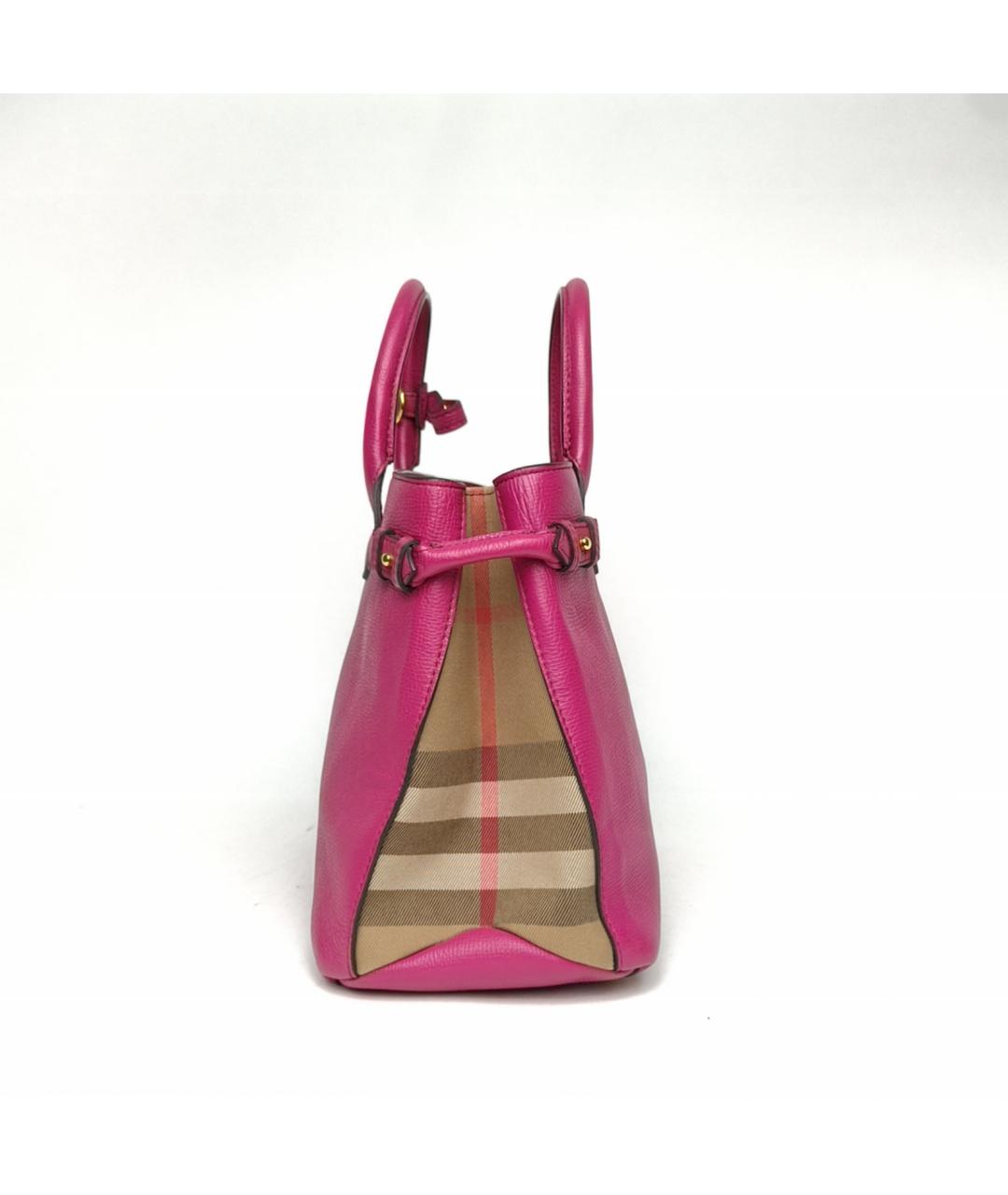 BURBERRY Фуксия кожаная сумка с короткими ручками, фото 3