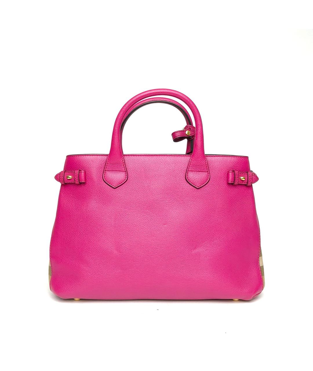 BURBERRY Фуксия кожаная сумка с короткими ручками, фото 4