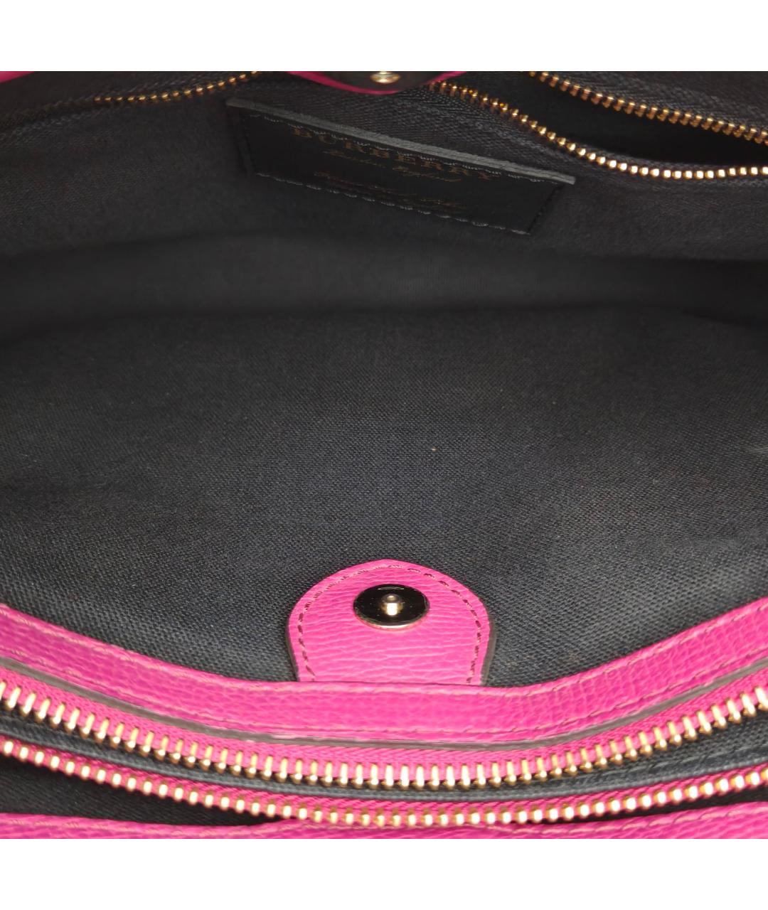 BURBERRY Фуксия кожаная сумка с короткими ручками, фото 7
