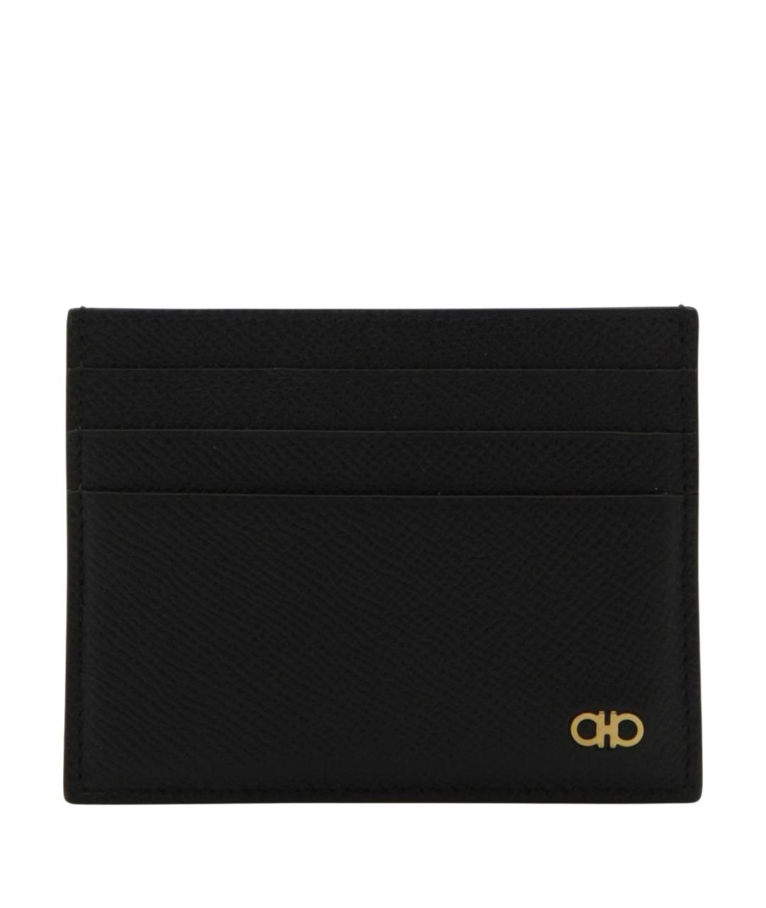 FERRAGAMO Черный кожаный кардхолдер, фото 1
