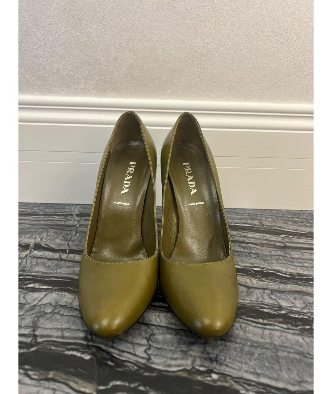PRADA Хаки кожаные туфли, фото 2