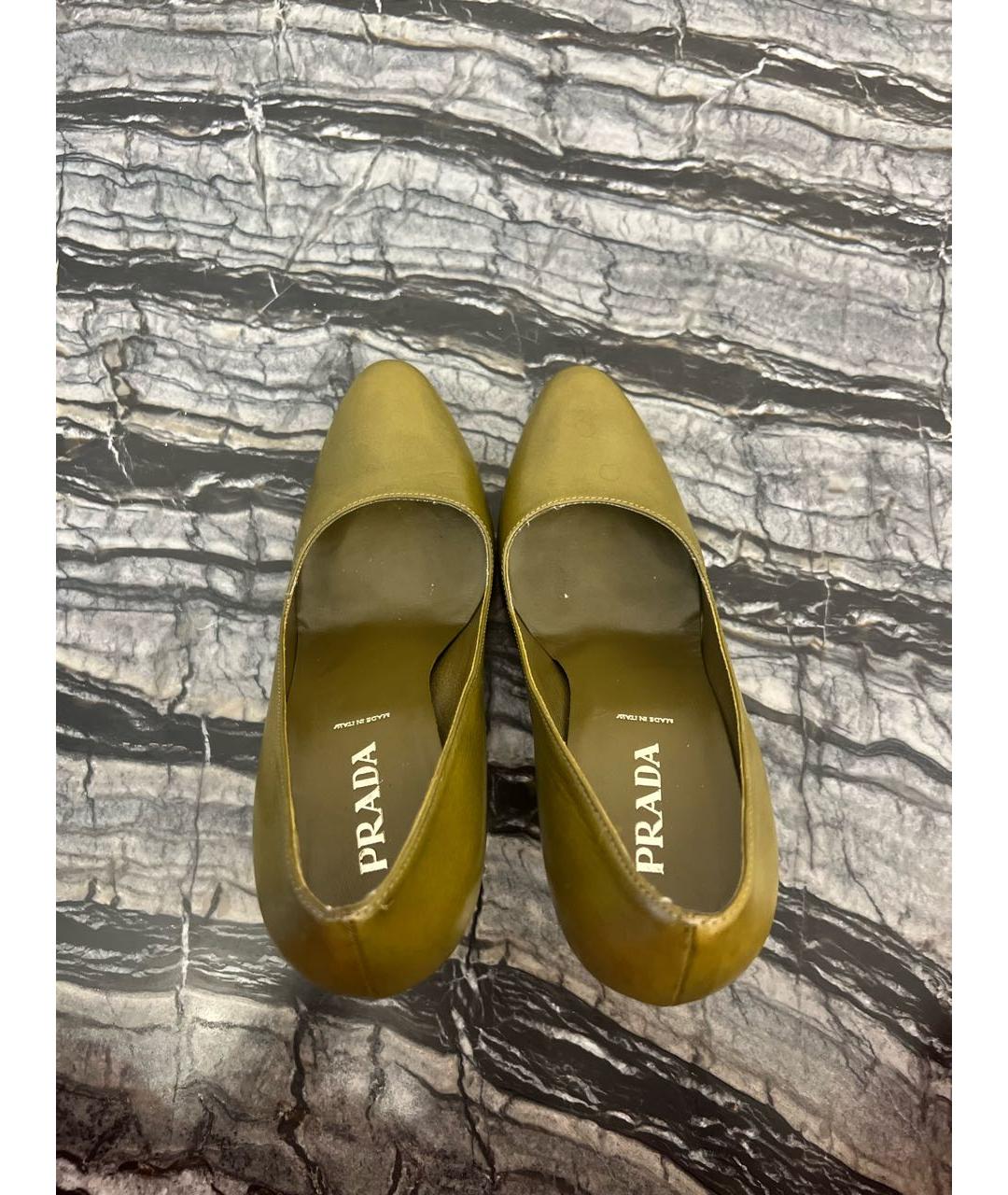 PRADA Хаки кожаные туфли, фото 3