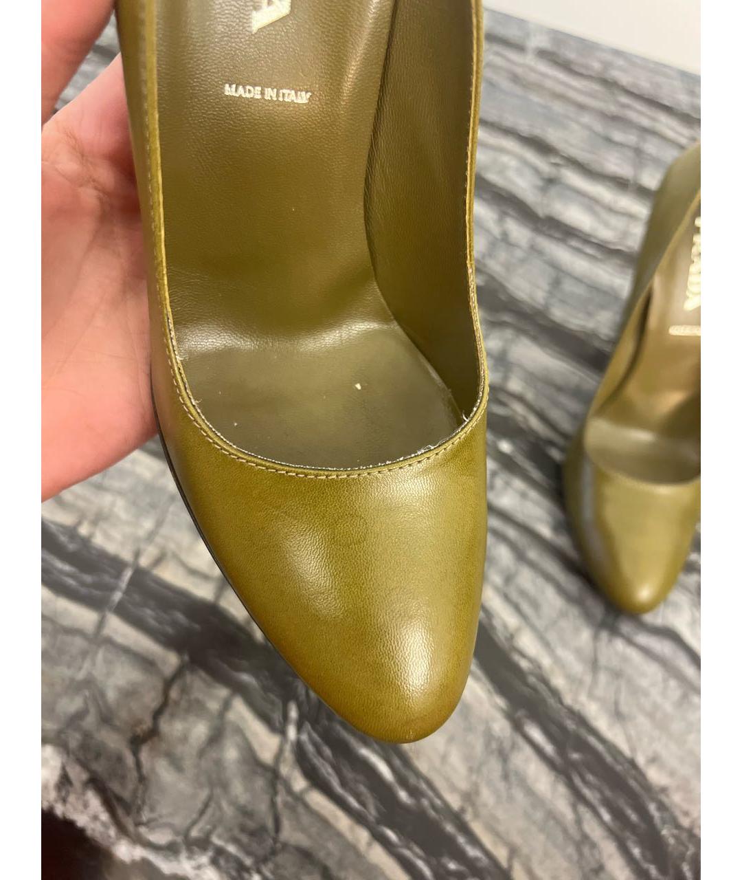 PRADA Хаки кожаные туфли, фото 6