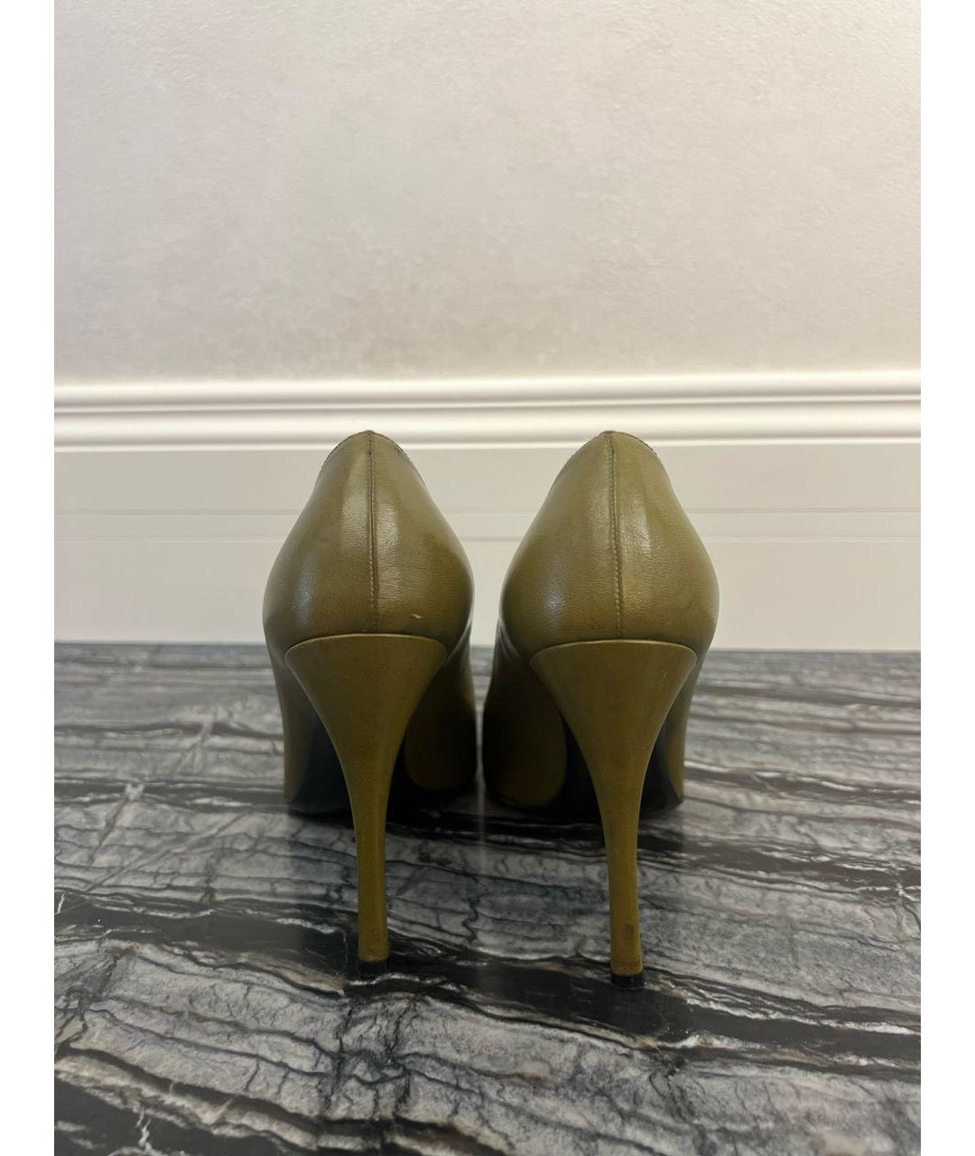 PRADA Хаки кожаные туфли, фото 4