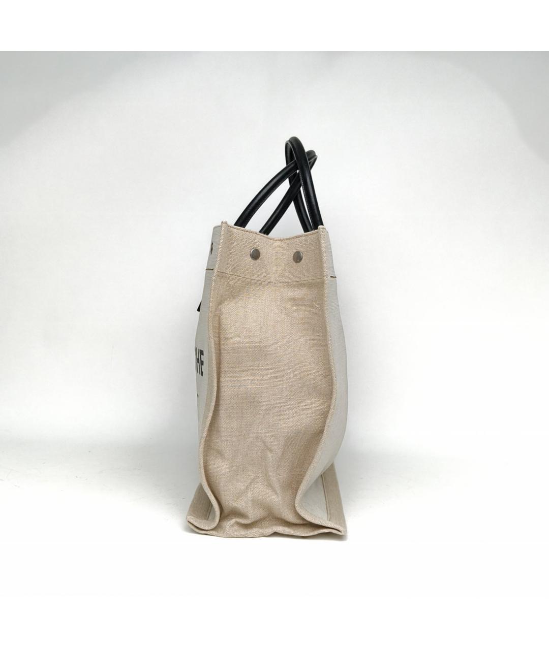 SAINT LAURENT Бежевая тканевая сумка тоут, фото 6