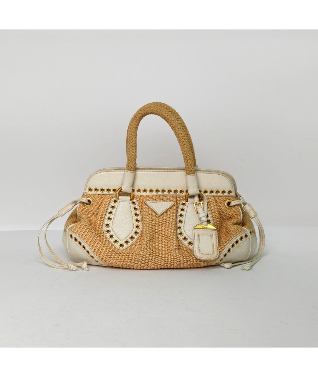 PRADA Бежевая пелетеная сумка с короткими ручками, фото 2