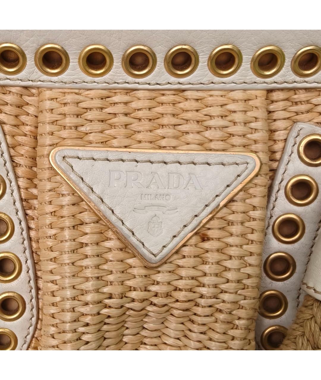PRADA Бежевая пелетеная сумка с короткими ручками, фото 9