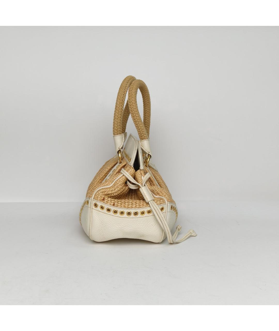 PRADA Бежевая пелетеная сумка с короткими ручками, фото 5