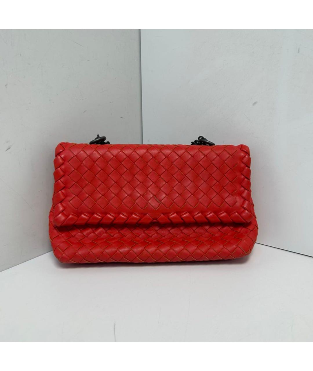 BOTTEGA VENETA Красная кожаная сумка через плечо, фото 8