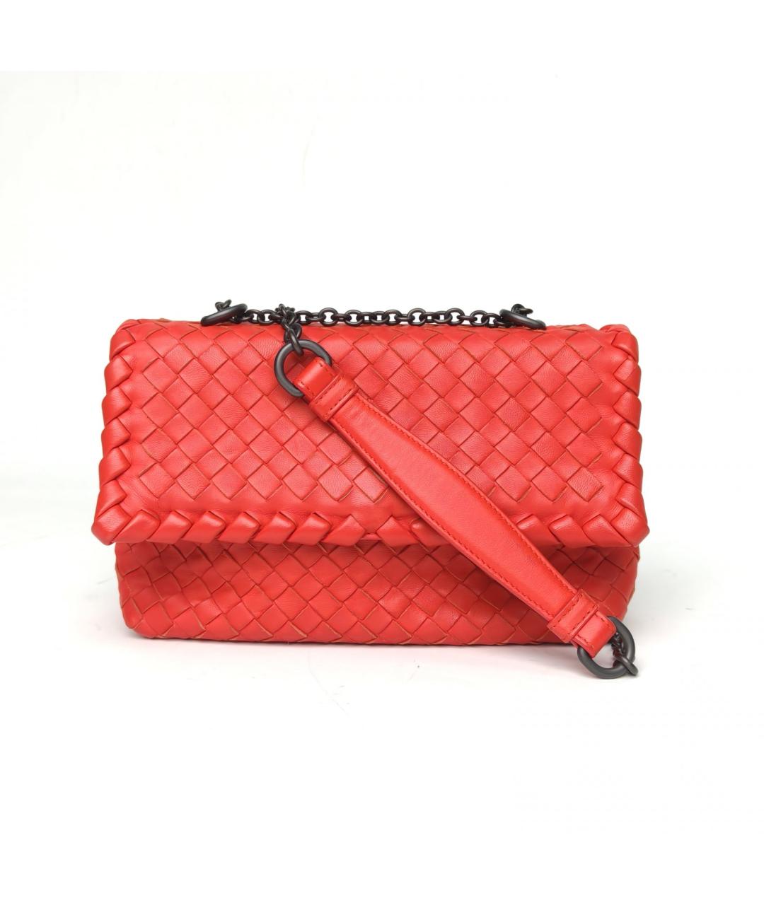 BOTTEGA VENETA Красная кожаная сумка через плечо, фото 2