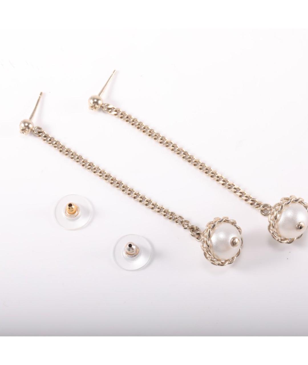 CHANEL Золотые металлические серьги, фото 3