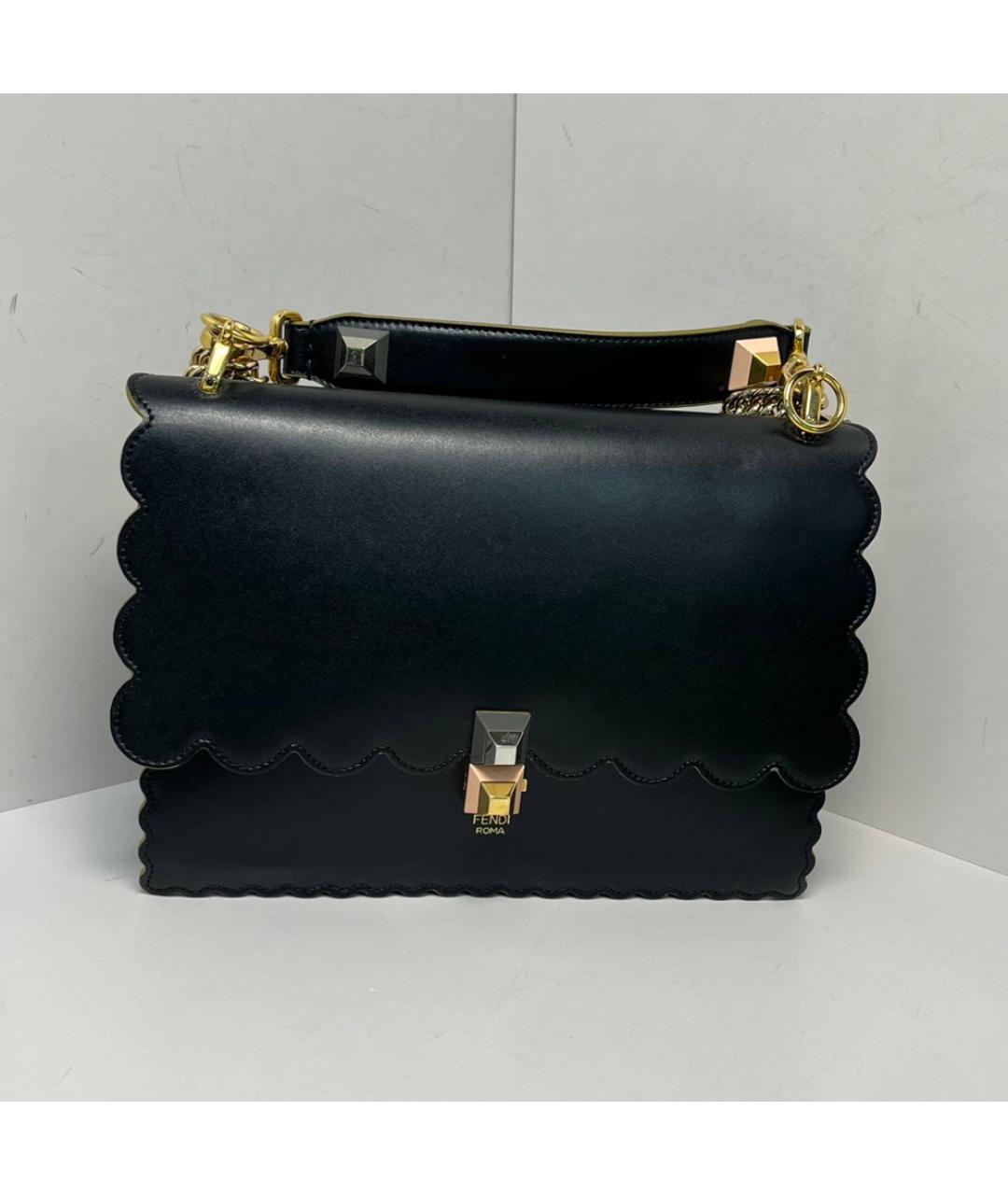 FENDI Черная кожаная сумка с короткими ручками, фото 9