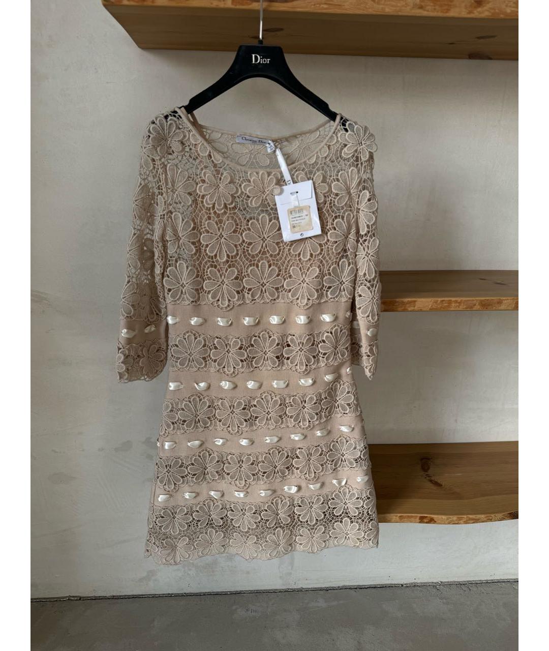 CHRISTIAN DIOR Бежевое повседневное платье, фото 2