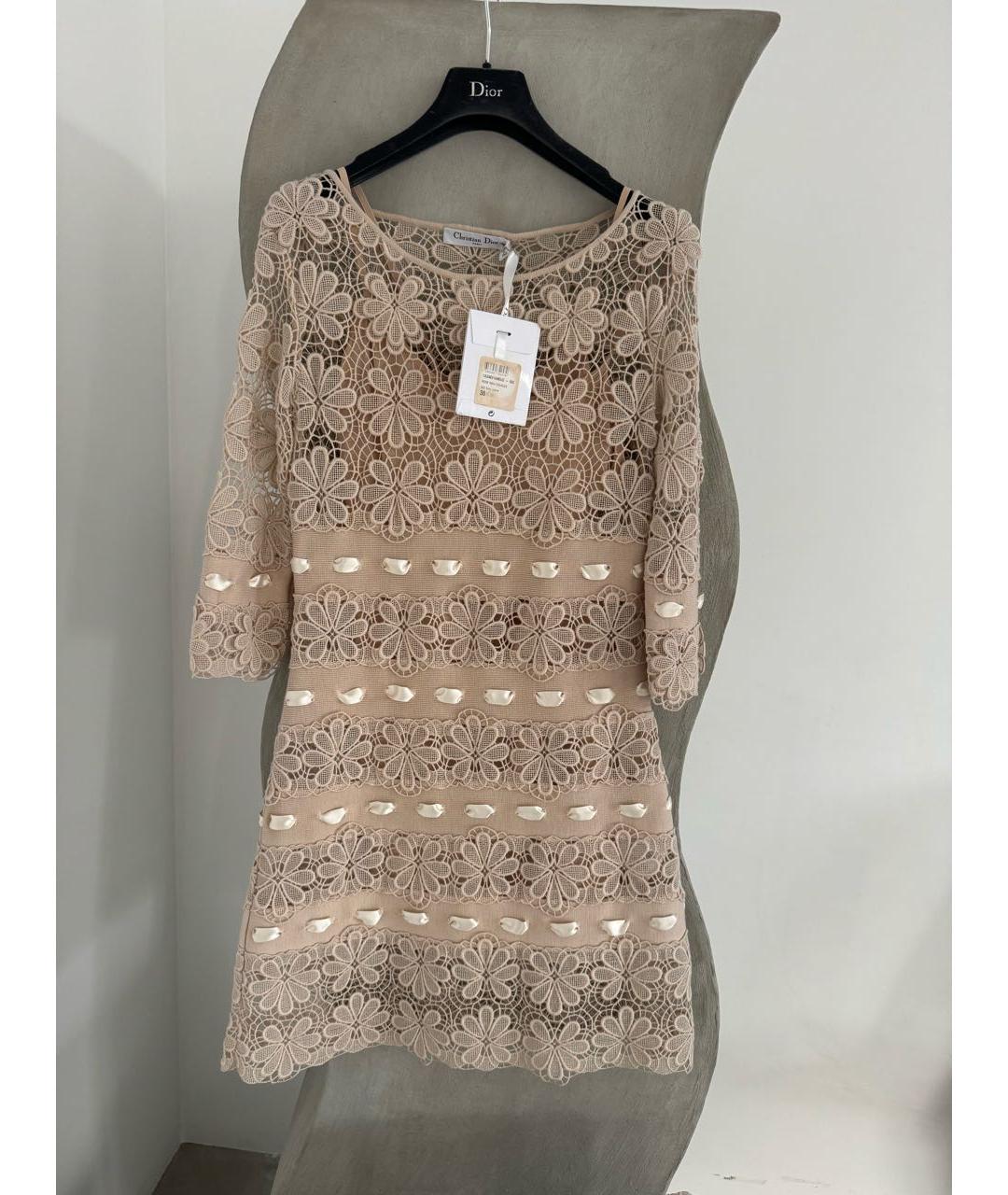 CHRISTIAN DIOR Бежевое повседневное платье, фото 5