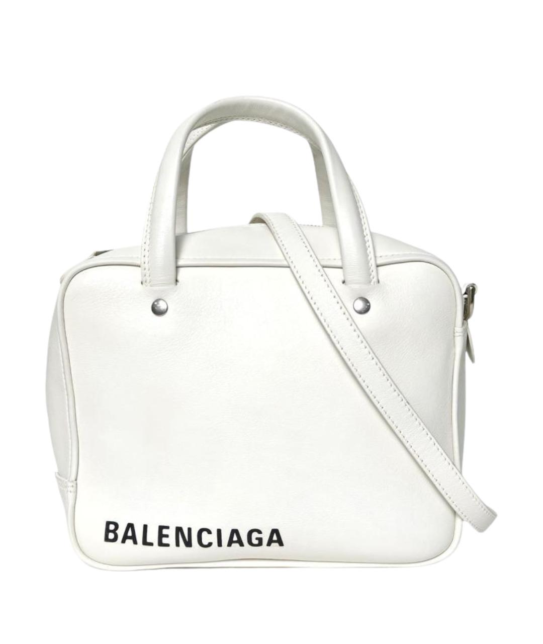 BALENCIAGA Белая кожаная сумка с короткими ручками, фото 1