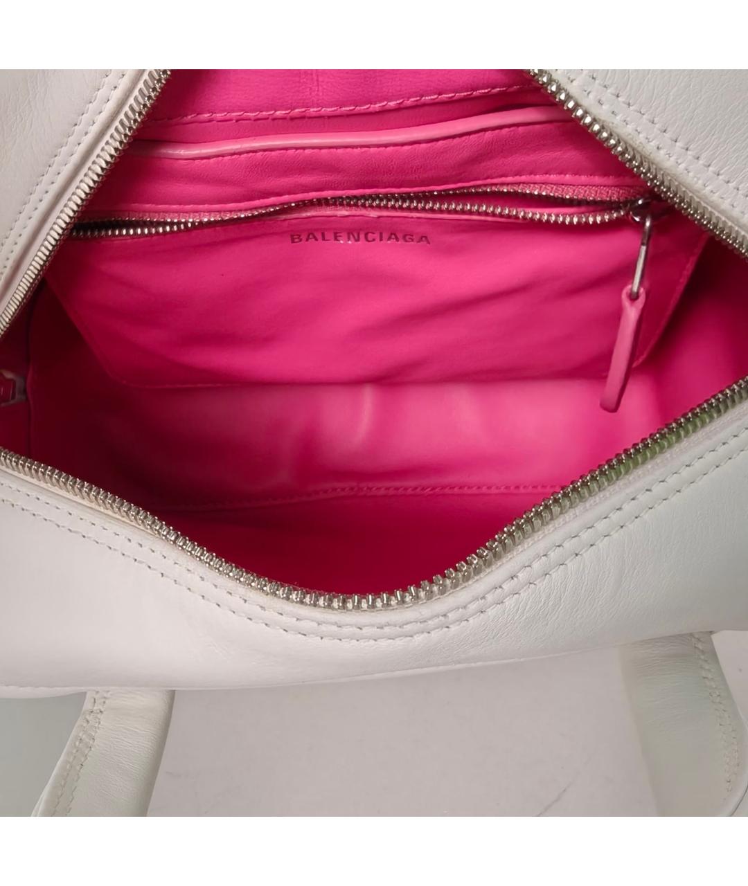 BALENCIAGA Белая кожаная сумка с короткими ручками, фото 7