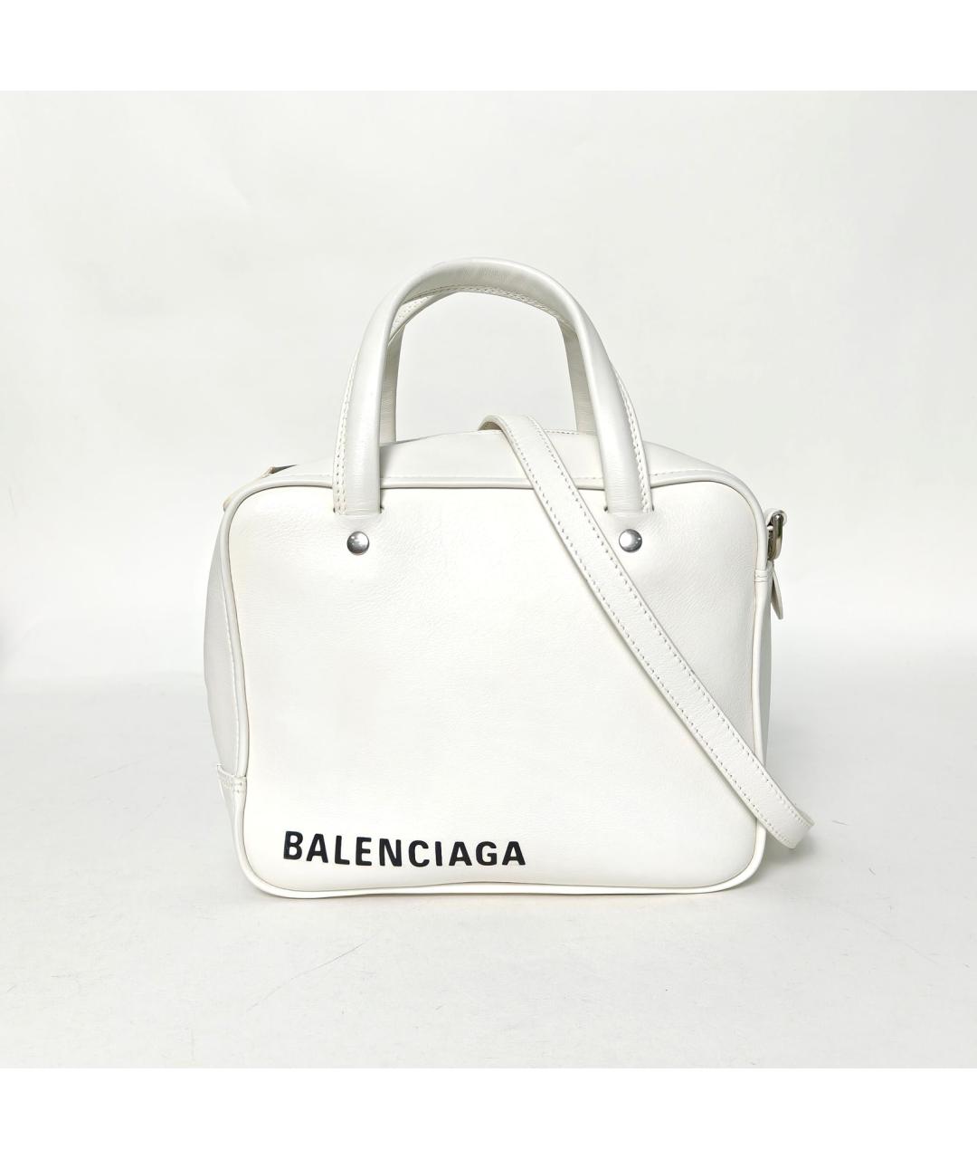 BALENCIAGA Белая кожаная сумка с короткими ручками, фото 2