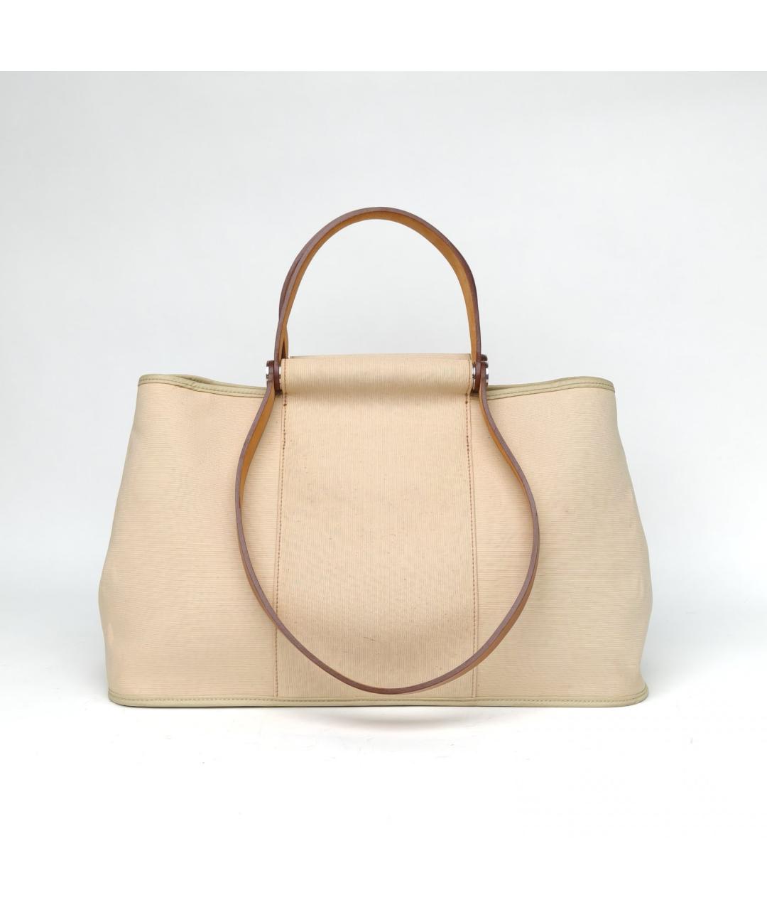 HERMES Бежевая тканевая сумка с короткими ручками, фото 4