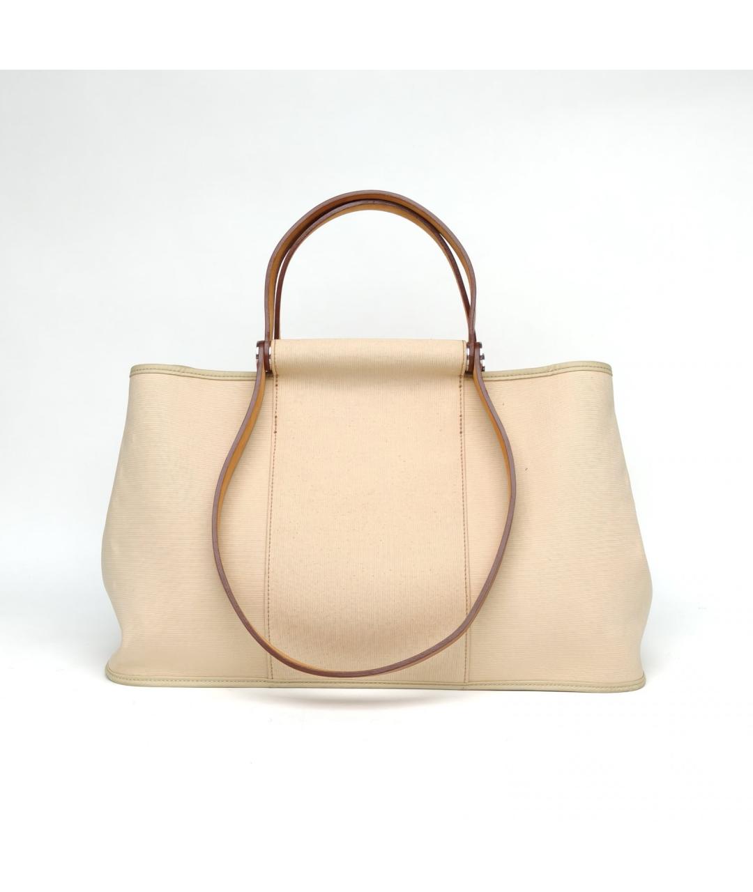 HERMES Бежевая тканевая сумка с короткими ручками, фото 2