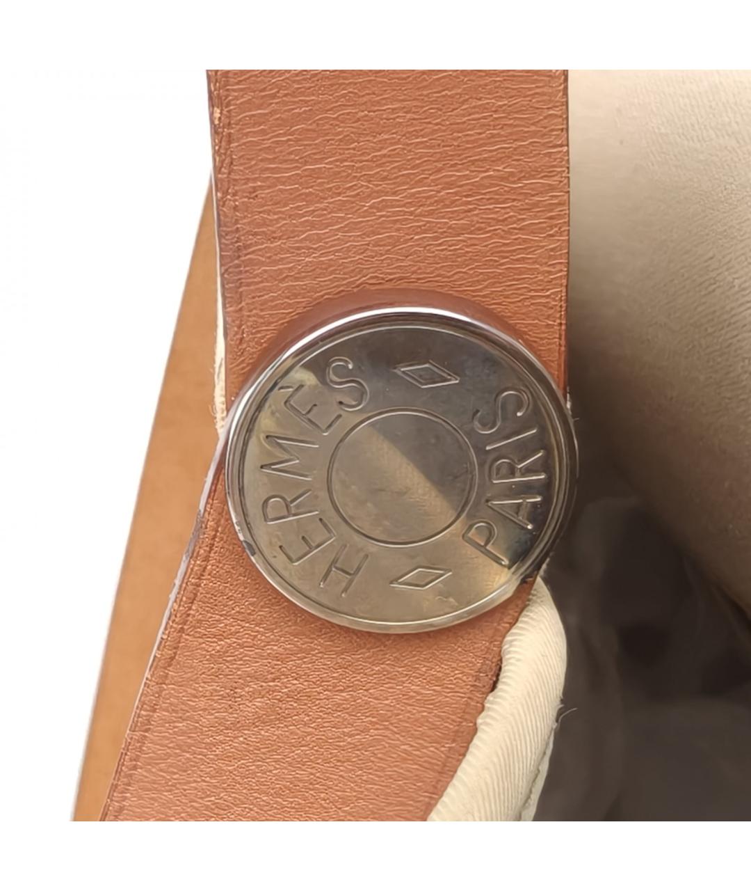 HERMES Бежевая тканевая сумка с короткими ручками, фото 7