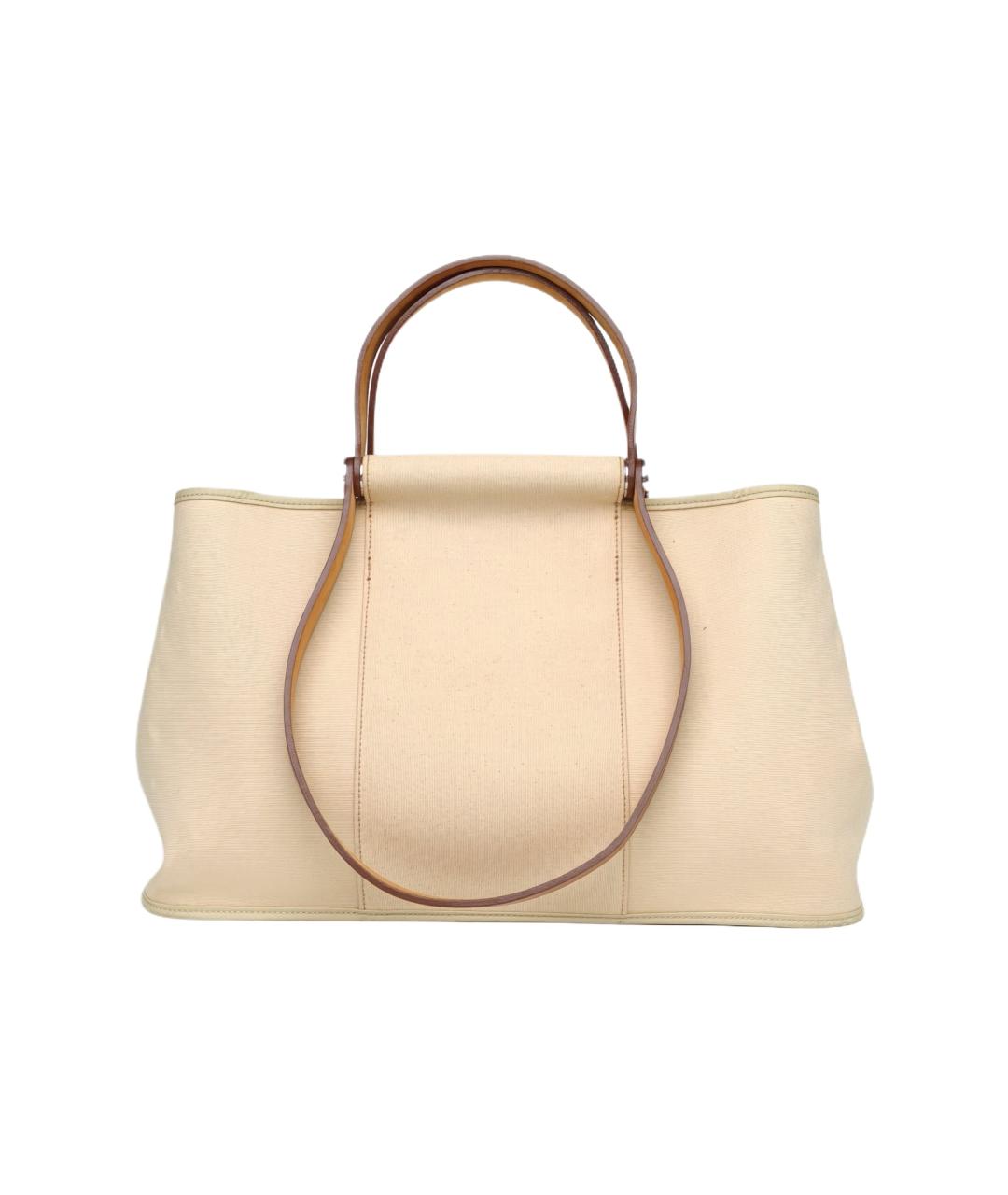 HERMES Бежевая тканевая сумка с короткими ручками, фото 10