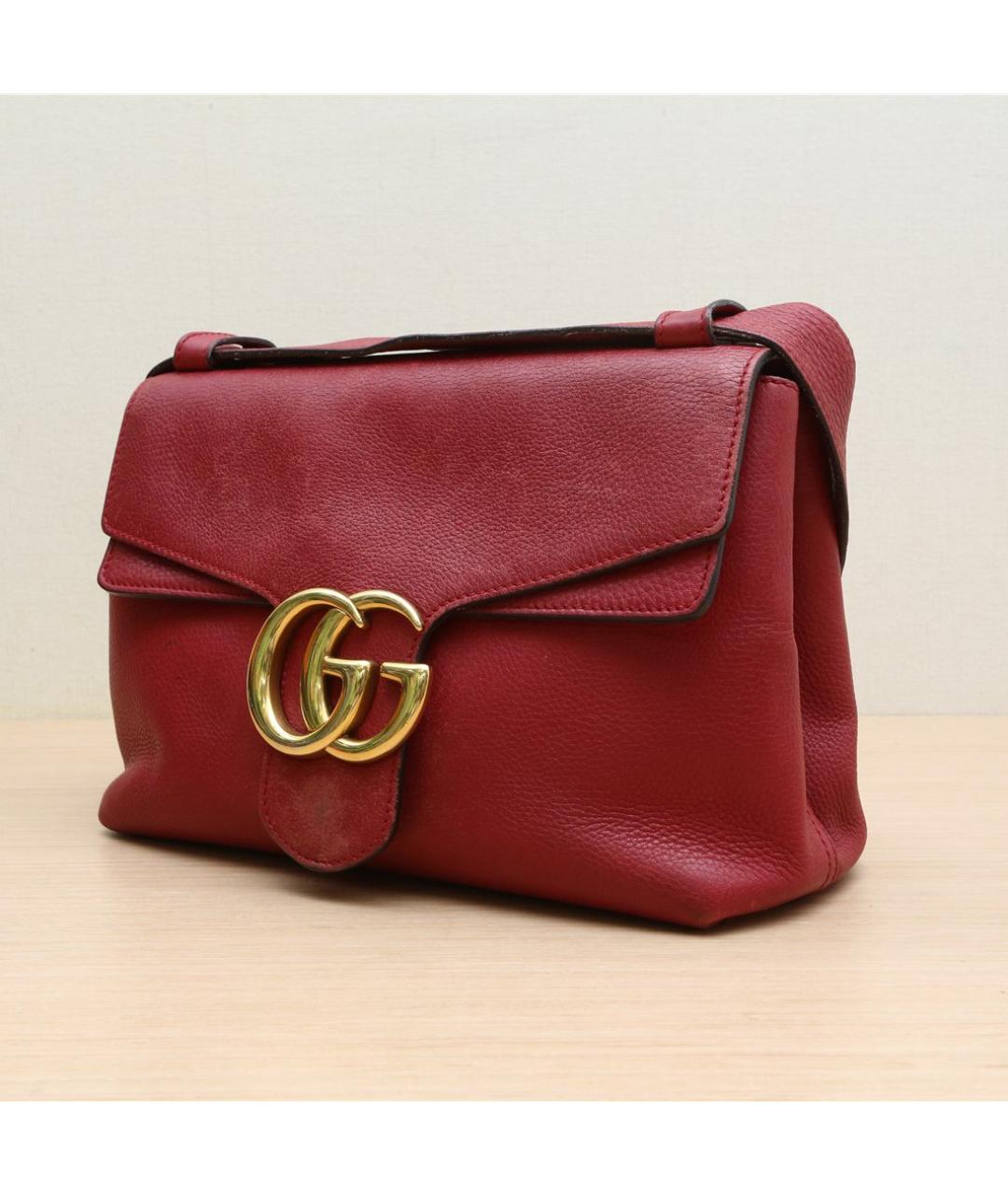 GUCCI Бордовая кожаная сумка через плечо, фото 4