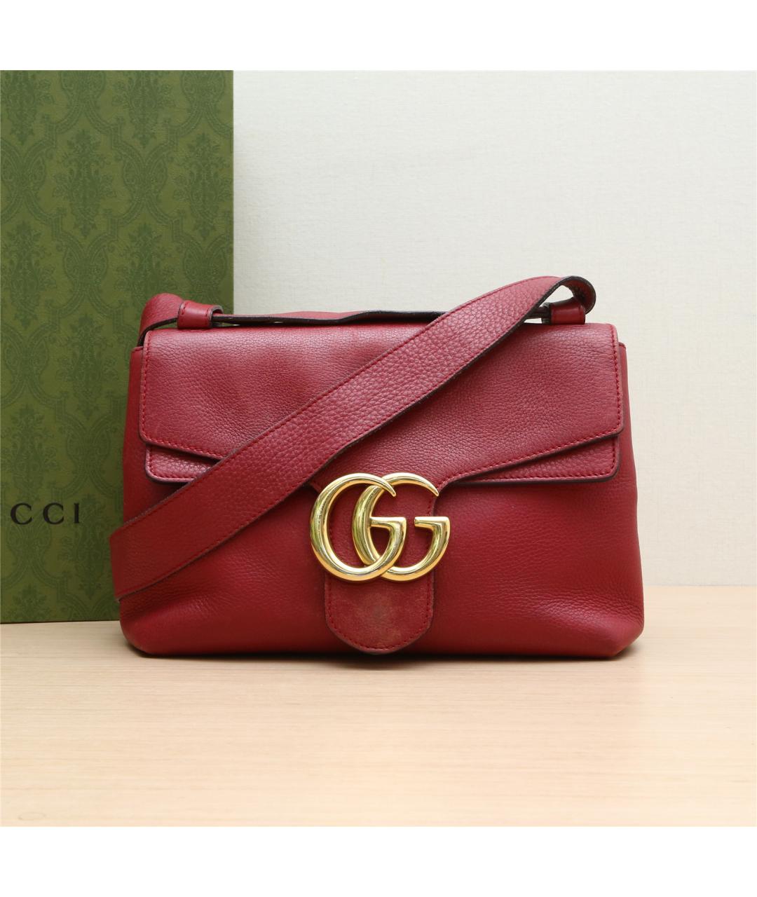 GUCCI Бордовая кожаная сумка через плечо, фото 2