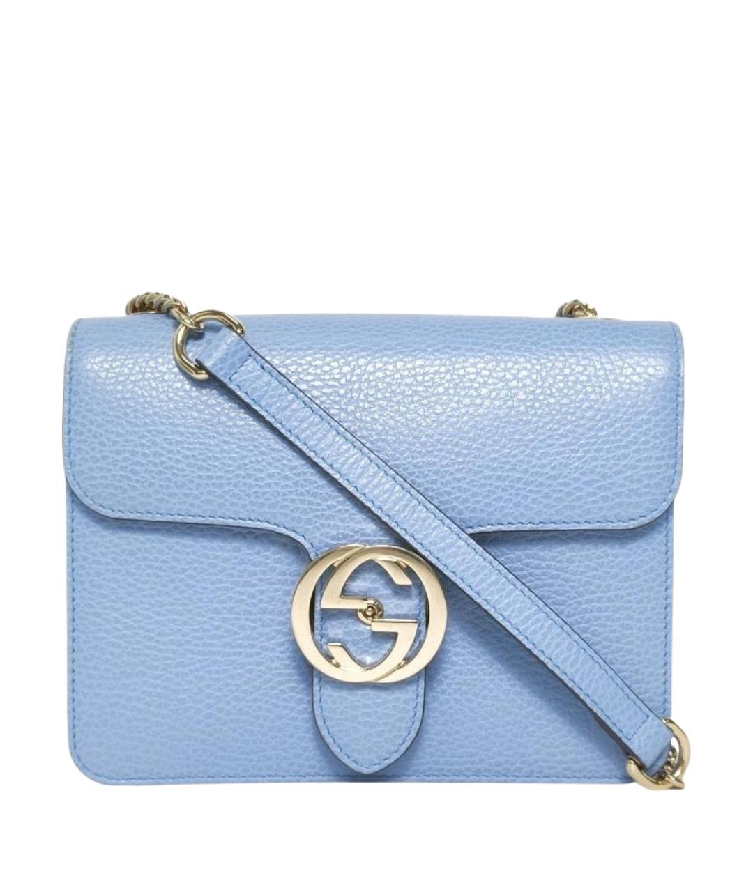 GUCCI Голубая кожаная сумка через плечо, фото 1