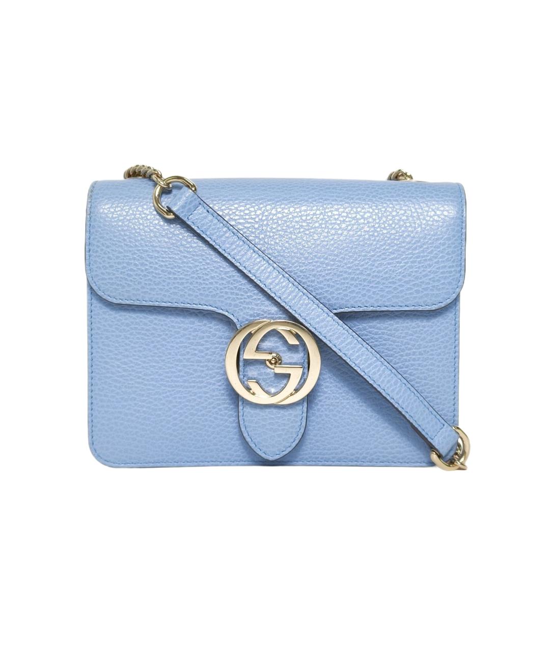 GUCCI Голубая кожаная сумка через плечо, фото 10