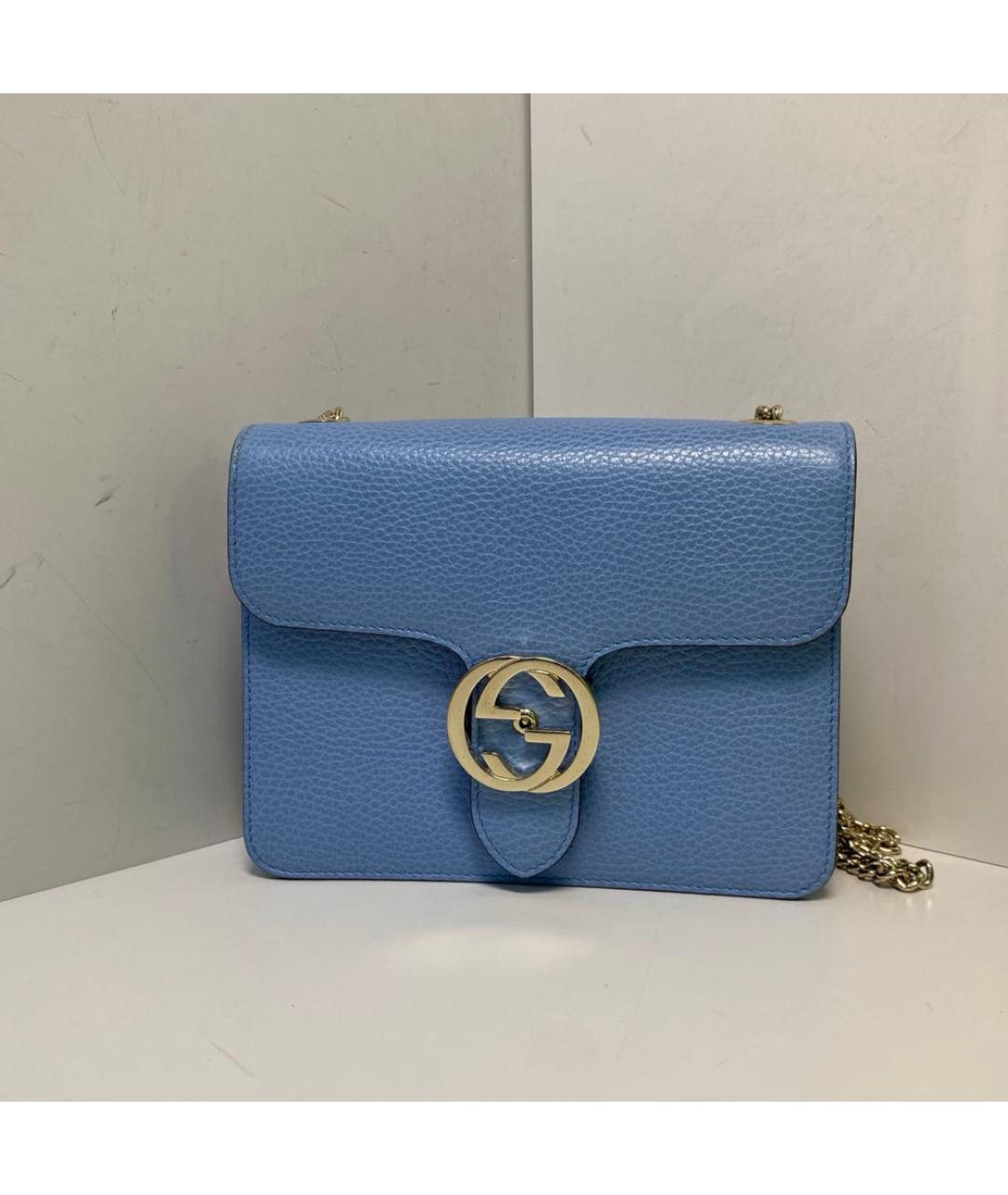 GUCCI Голубая кожаная сумка через плечо, фото 9