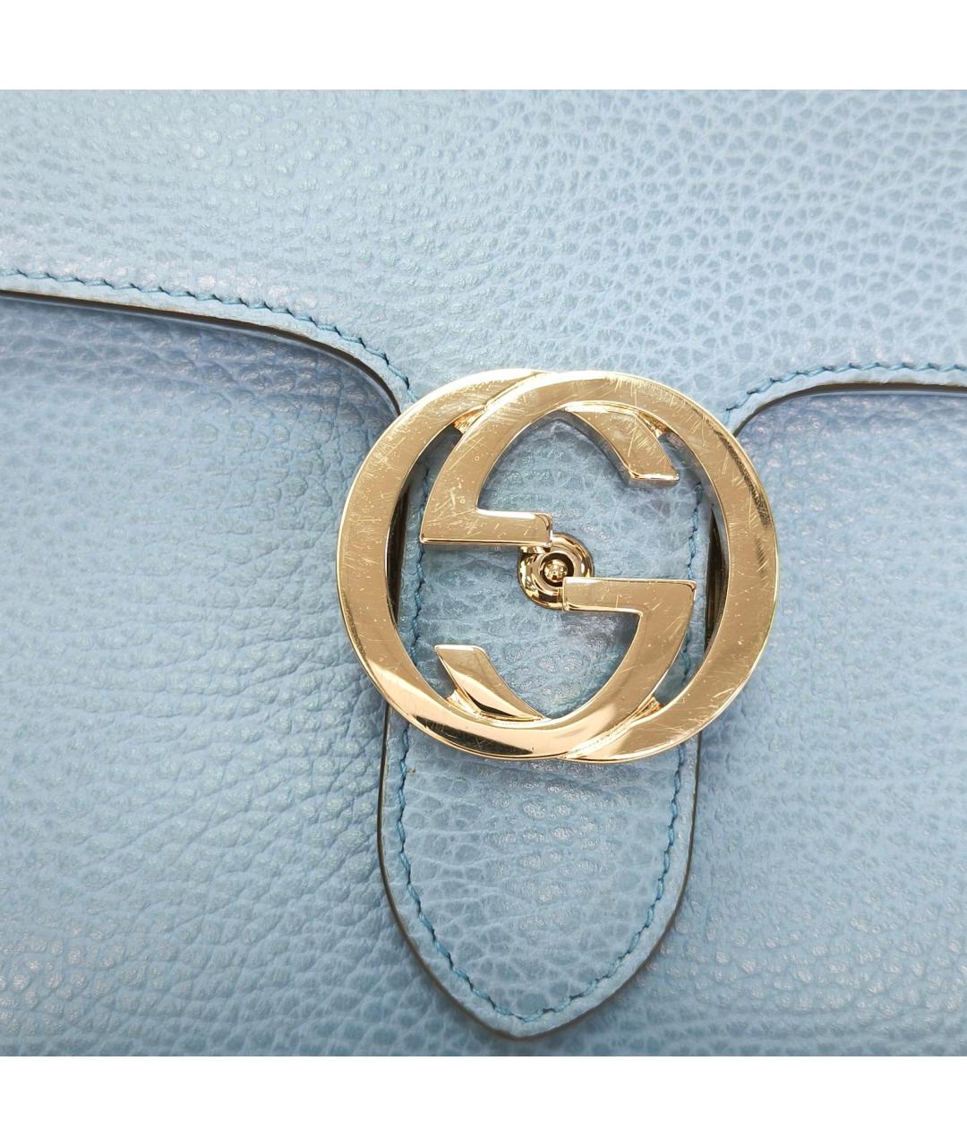 GUCCI Голубая кожаная сумка через плечо, фото 7