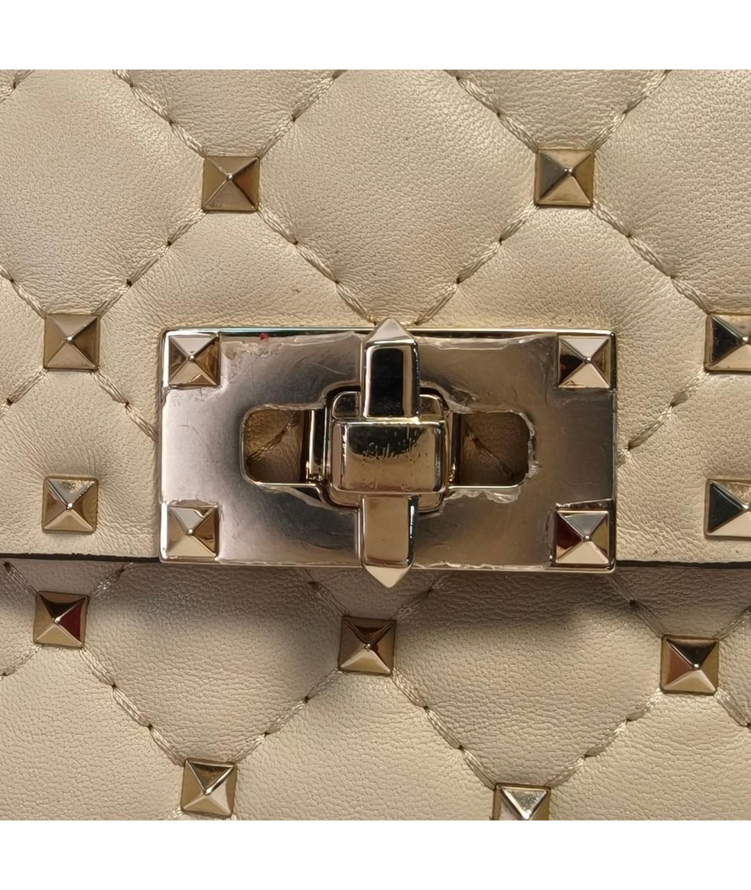 VALENTINO Бежевая кожаная сумка с короткими ручками, фото 7