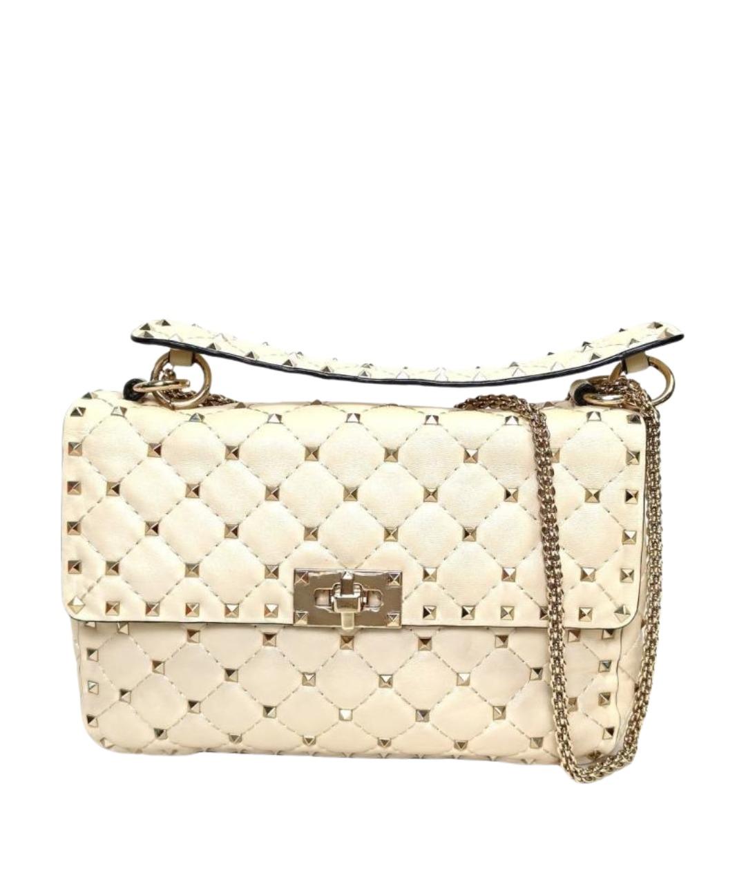 VALENTINO Бежевая кожаная сумка с короткими ручками, фото 1