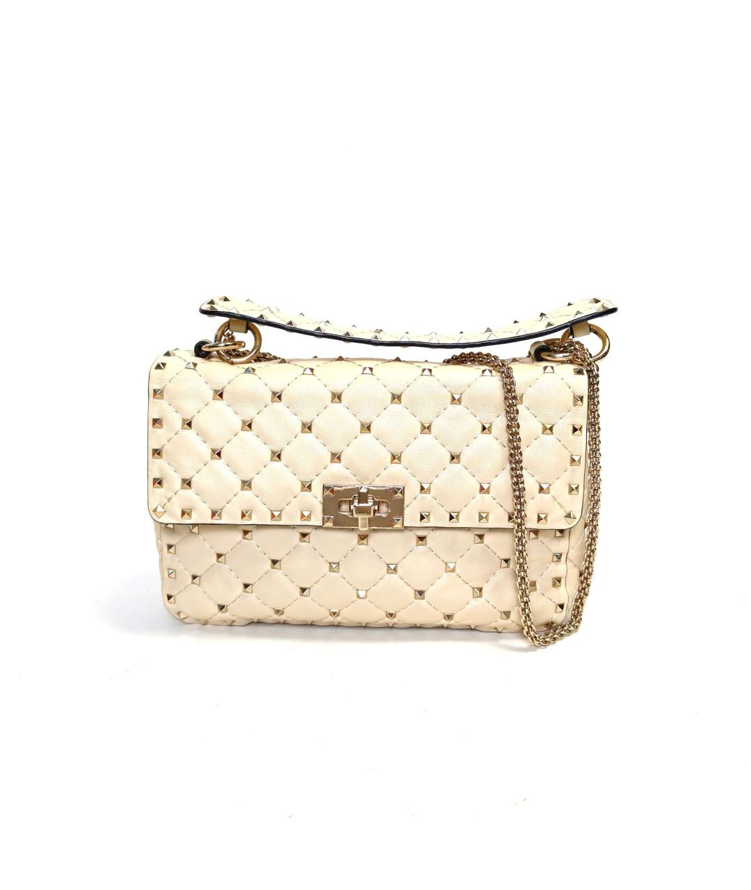 VALENTINO Бежевая кожаная сумка с короткими ручками, фото 2