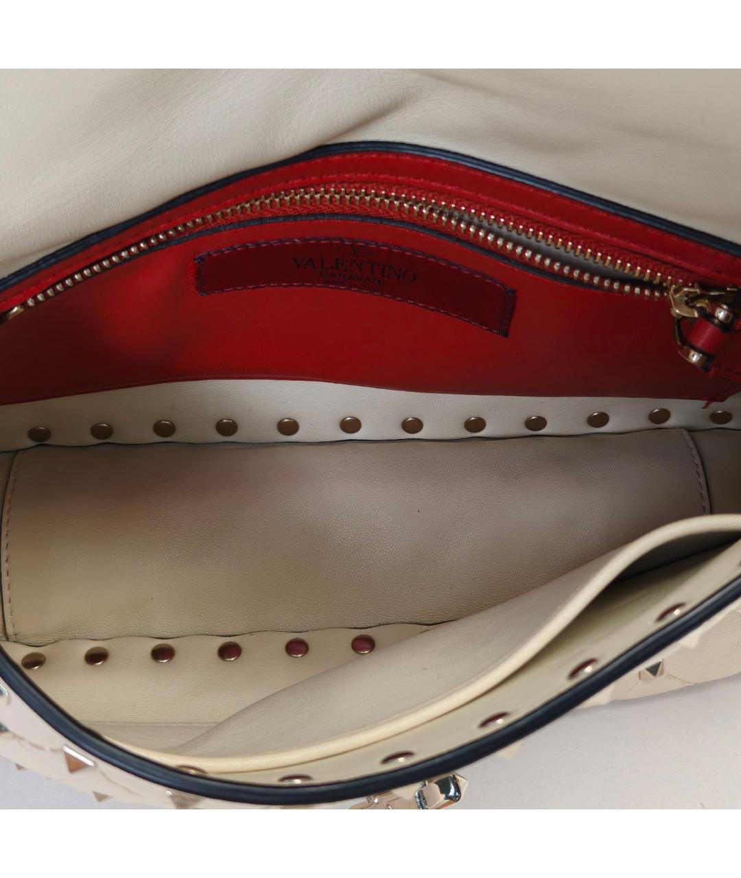 VALENTINO Бежевая кожаная сумка с короткими ручками, фото 8