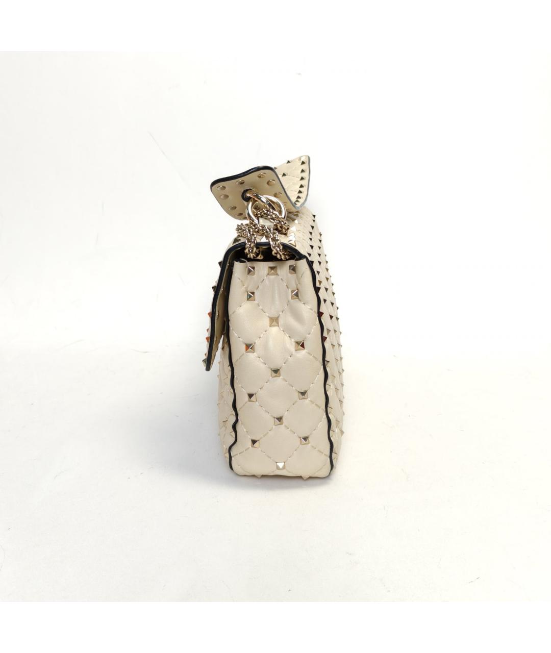 VALENTINO Бежевая кожаная сумка с короткими ручками, фото 3