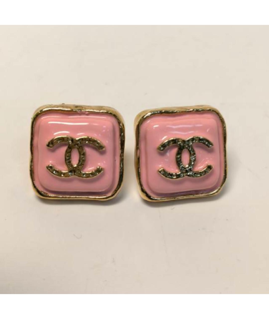 CHANEL Розовые металлические серьги, фото 8