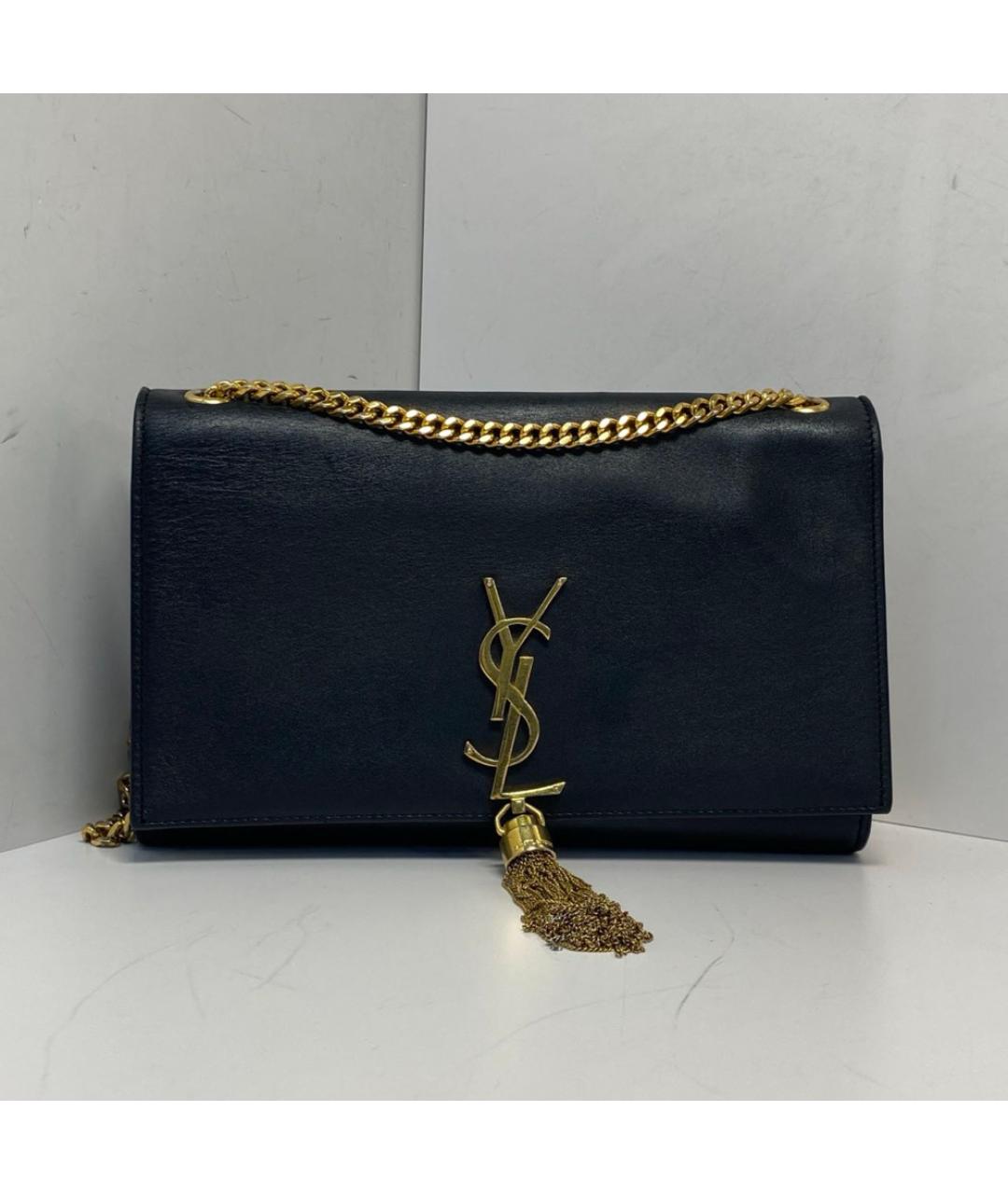 SAINT LAURENT Черная кожаная сумка через плечо, фото 9