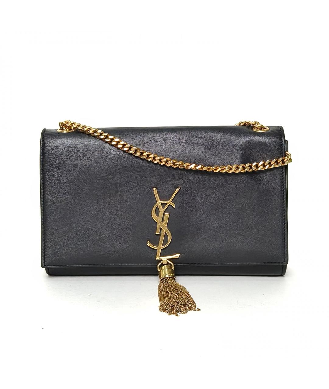 SAINT LAURENT Черная кожаная сумка через плечо, фото 2