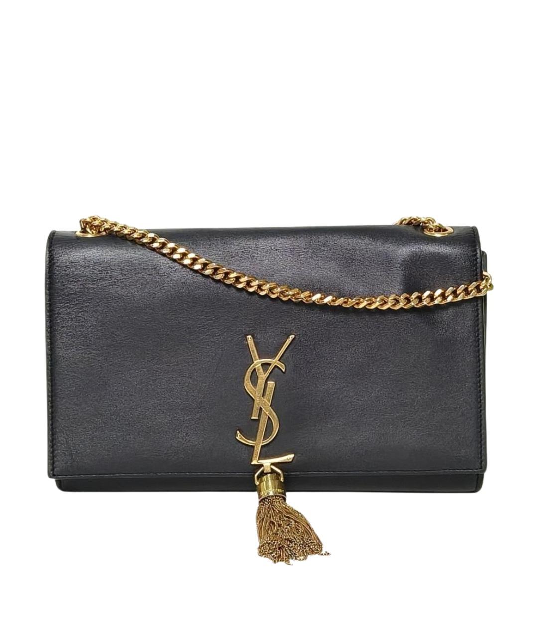 SAINT LAURENT Черная кожаная сумка через плечо, фото 1