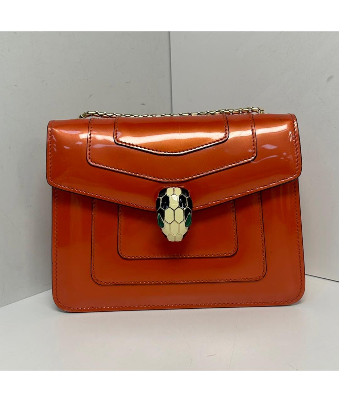BVLGARI Оранжевая сумка через плечо из лакированной кожи, фото 9