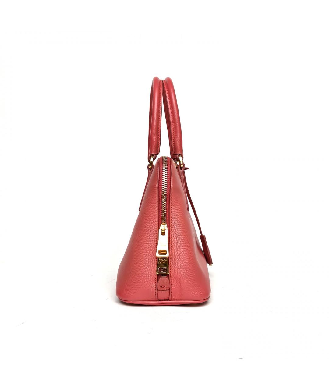 PRADA Коралловая кожаная сумка с короткими ручками, фото 5