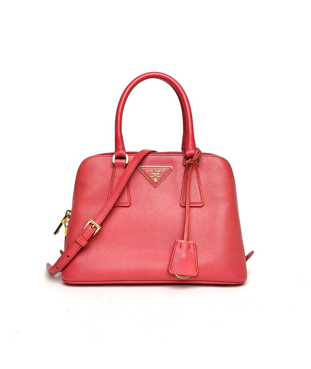 PRADA Коралловая кожаная сумка с короткими ручками, фото 2