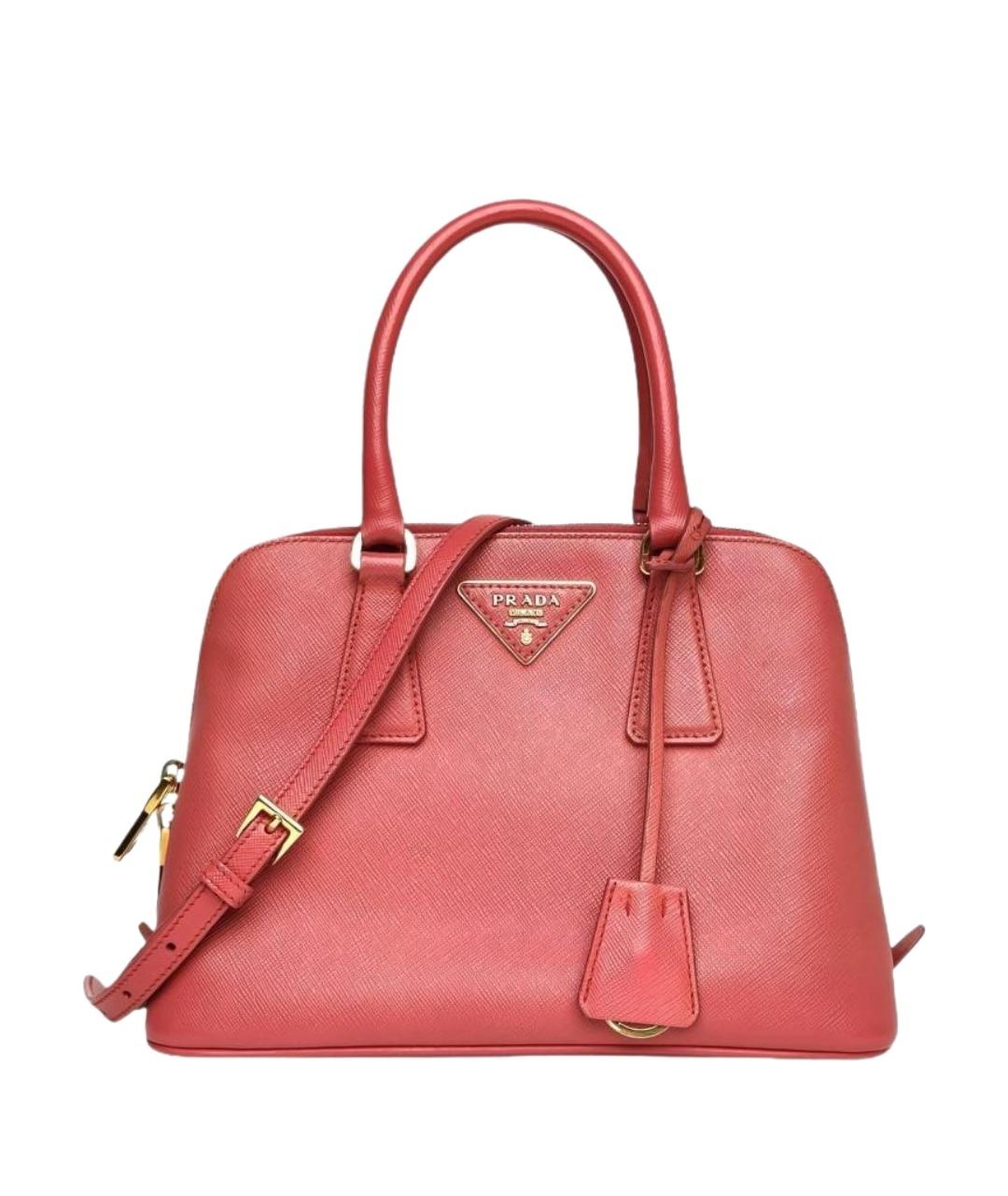 PRADA Коралловая кожаная сумка с короткими ручками, фото 1