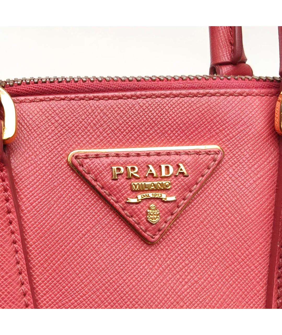 PRADA Коралловая кожаная сумка с короткими ручками, фото 7