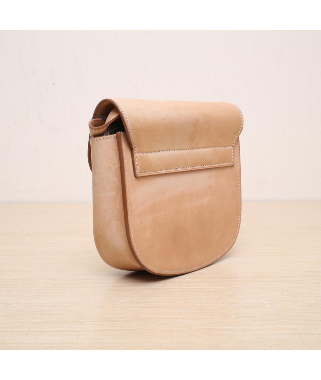 SAINT LAURENT Бежевая кожаная сумка через плечо, фото 5